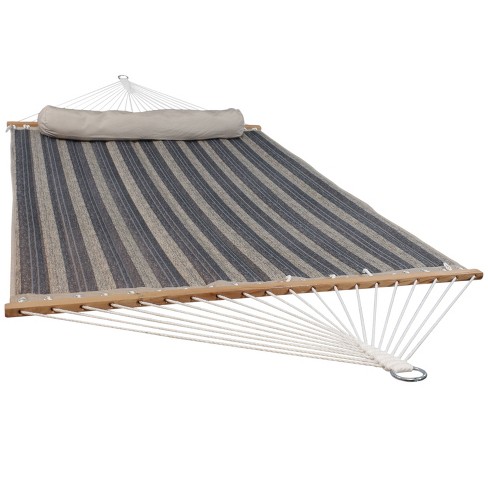 Details about   55 in Double Quilted Hammock with Spreader Bar and Pillow Beige 450 lb Capacity 
