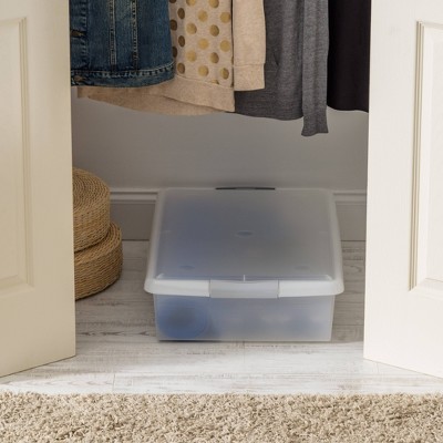 Clear 40qt Stackable Plastic Underbed Storage Box with Lid