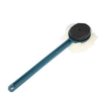 Unique Bargains Back Scrubber for Shower Body Brush with Bristles and Loofah Long Handle Blue