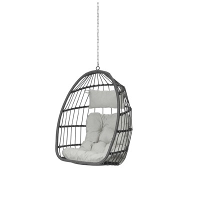 VisioGear Egg Chairs, Patio Egg Chair, Outdoor Garden Egg Swing Chair Hanging Chair for Bedroom Living Room, Gray, 28.70"*28.5"*55.6"