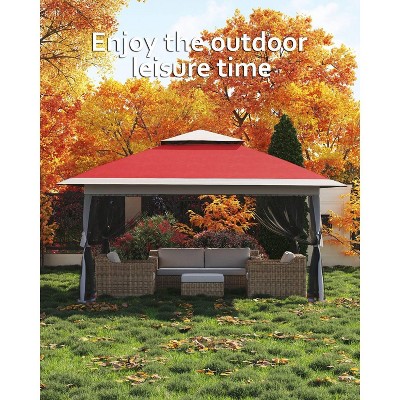 12x12 Ft Pop Up Canopy Tent with Mosquito Netting, Instant Portable Shelter w/ Carrying Bag, Heavy Duty Foldable Gazebo for Outdoor Backyard Parties