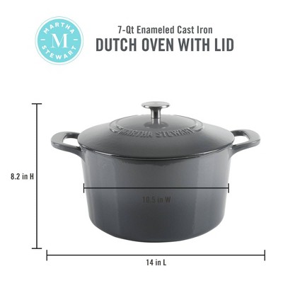Classic Gray 7-Quart Enameled Cast Iron Dutch Oven with Lid