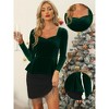 INSPIRE CHIC Women's Elegant Sweetheart Neck Long Sleeve Velvet Peplum Top - 2 of 4