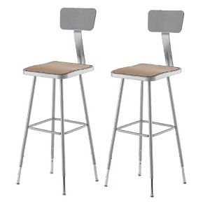 2pk 32"-39" Adjustable Square Steel Barstool with Backrest - Hampden Furnishings: Masonite Seat, 300lb Capacity - 1 of 2
