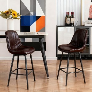 CAVINAS Modern Bar Stools Set of 2, Upholstered Counter Height Bar Chair with Metal Legs, 30" Seat Height Barstool for Bar, Dining Room - 1 of 4