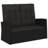 Garden Bench Black Poly rattan 3 Seater Adjustable ArmrestsvidaXL - 2 of 4