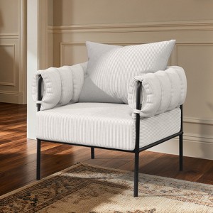 Huxxion Modern Accent Chair, Comfy Corduroy Armchair with Metal Frame, Reading Chair for Living Room, Bedroom, Balcony - 1 of 4