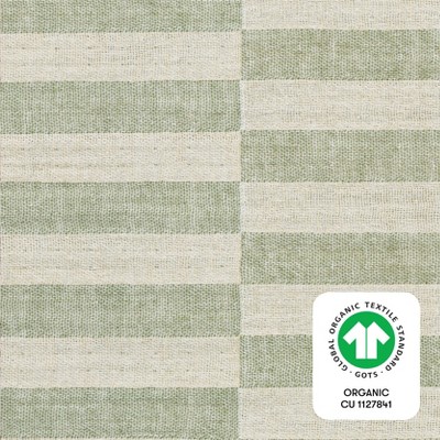 Green and Beige Organic Cotton Moss Stripe Midi Crib Sheet