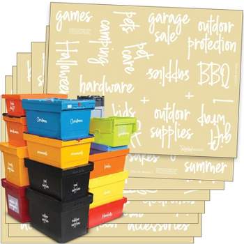 Talented Kitchen 136 Pack Utility Storage Room & Garage Organization Labels, Preprinted Stickers for Bins & Boxes, White