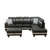 Modern Elegance Black & White Semi-PU Leather Sectional Sofa Set - L-Shaped Design, Thick Padding, Matching Ottoman - 2 of 4