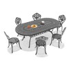 7-Piece Patio Set: Oval Table & 6 Chairs - Cast Aluminum, All-Weather/Umbrella Hole & Adjustable Legs for Balcony/Backyard - 3 of 4