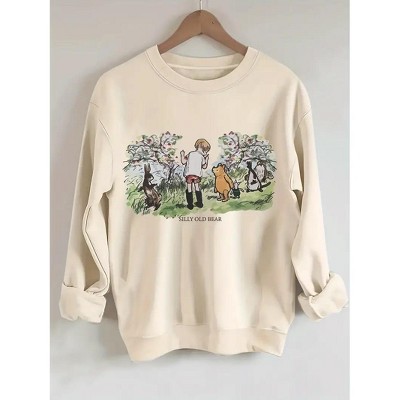 Coolmee Plus Size Sweatshirts for Women Casual Long Sleeve Round Neck Print Shirts tunic tops for Leggings