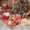 Costway Red Santa Sleigh with Large Cargo Area for Gifts Metal Christmas Holiday Decor - 3 of 4