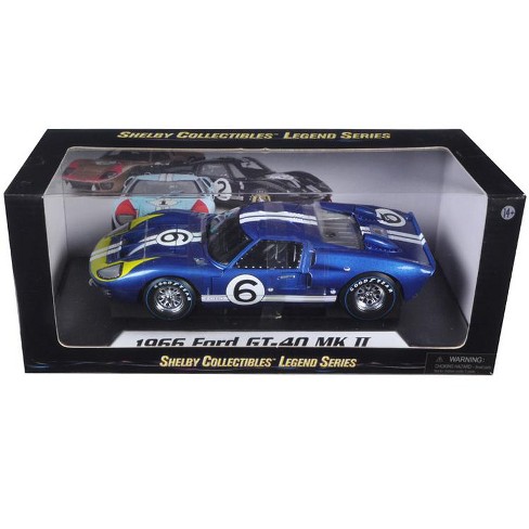 1966 Ford GT-40 MK 2 Blue #6 1/18 Diecast Car Model by Shelby Collectibles