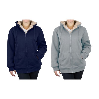 Rudoplh  Women's Loose Fit Heavyweight Hoodie With Faux Shearling Lining-2 Pack