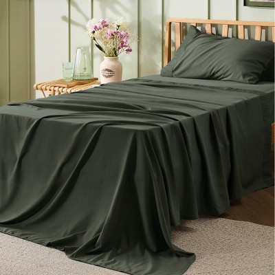 Twin Sheets Set - 3 Pieces Soft Twin Bed Sheets - Breathable & Cooling - Hotel Luxury - Easy Care Polyester Microfiber Bedding for Women, Men, Olive G