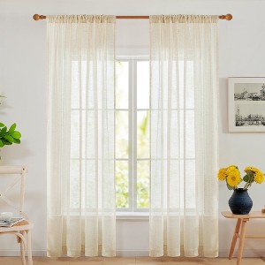 Deconovo Linen Sheer Rod Pocket Curtains (2 Panels, Light Filtering) - 1 of 4