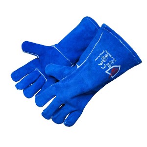 Just In Trend Flame Heat Resistant Leather Welding Gloves, Royal Blue - 1 of 4