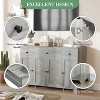 55in Large Sideboard Buffet Cabinet, Modern Wood Kitchen Coffee Bar with 4 Doors, 3 Drawers and Adjustable Shelves for Kitchen Dining Room - 3 of 4