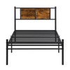 Okak Twin Size Bed Frame with Headboard, Wood Panel Decoration, Easy Assembly, Black - 4 of 4