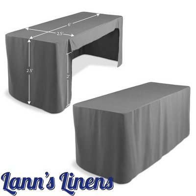 Gray 6' Open Back Fitted Trade Show Table Cover