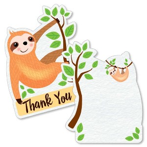 Big Dot of Happiness Let's Hang - Sloth - Shaped Thank You Cards - Baby Shower or Birthday Party Thank You Note Cards with Envelopes - Set of 12 - 1 of 4