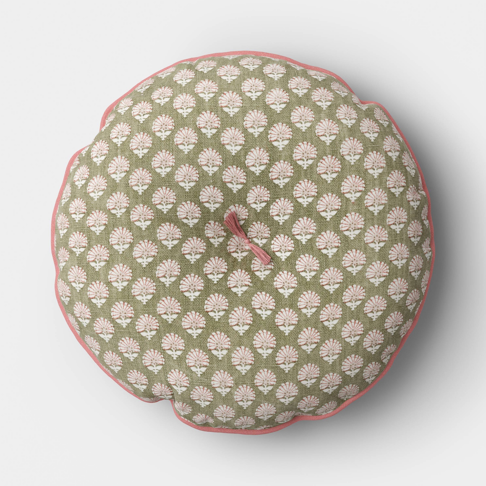 Round Block Print Pillow Green/Pink - Threshold™