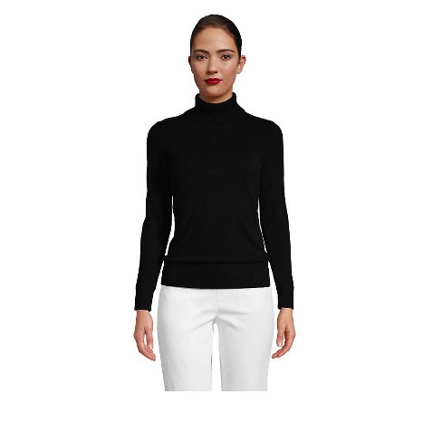 Lands' End Women's Cashmere Turtleneck Sweater - Medium - Black : Target