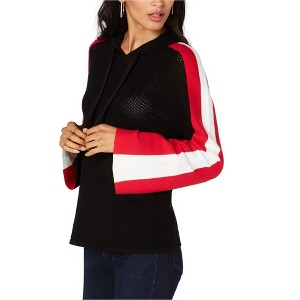 I.N.C International Concepts Womens Colorblocked Hoodie Sweatshirt, Black, Medium - 1 of 1