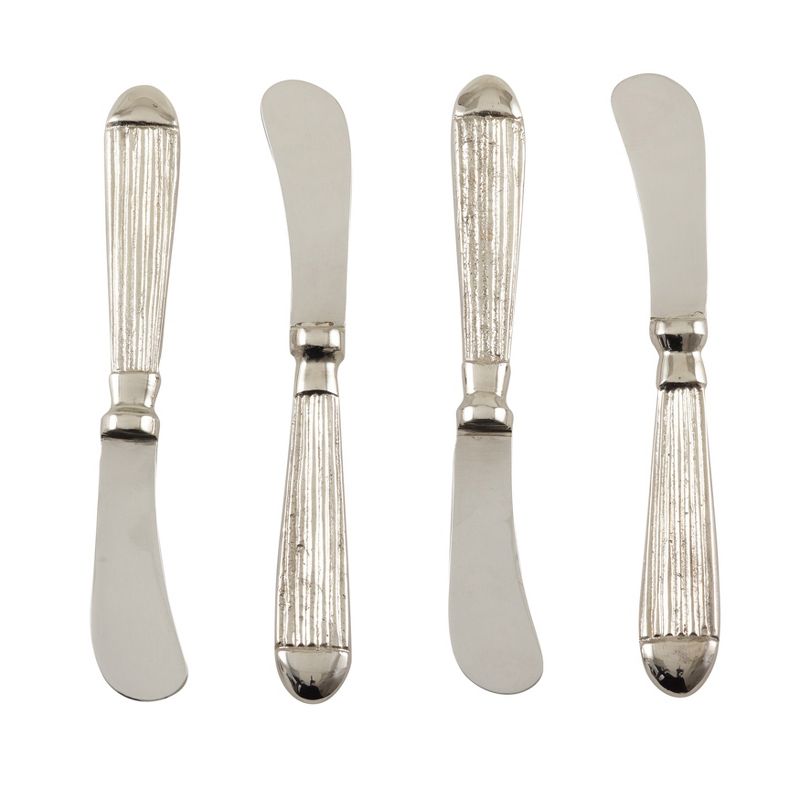 Saro Lifestyle Ribbed Cocktail Knife, Silver (Set of 4), 1 of 5