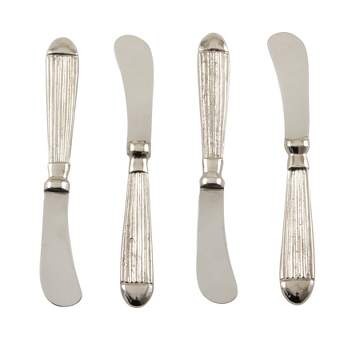 Saro Lifestyle Ribbed Cocktail Knife, Silver (Set of 4)