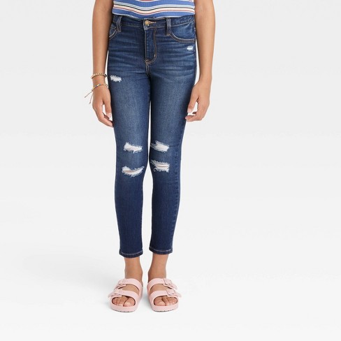 High-Rise Ripped Dark Wash Super Skinny Jeans