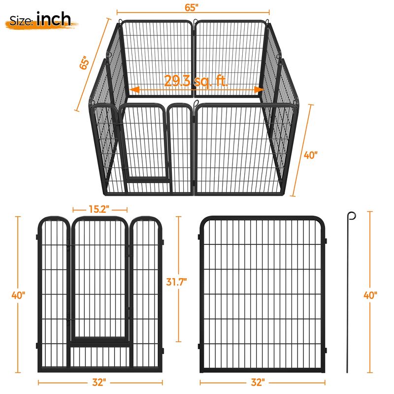 Yaheetech 8-Panel Metal Dog Playpen Fence for Outdoor Indoor, 4 of 10