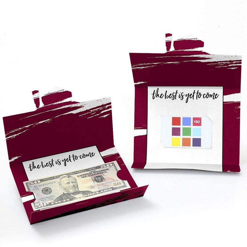 Big Dot of Happiness Maroon Grad - Best is Yet to Come - Burgundy Graduation Party Money and Gift Card Holders - Set of 8, 2 of 6