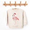Flamingo Christmas Lights Watercolor - Toddler Graphic Sweatshirt - 2 of 4