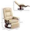 CIPACHO Faux Leather Manual Recliner, Adjustable Swivel Lounge Chair with Footrest, Armrest and Wrapped Wood Base for Living Room, Cream White - 2 of 4