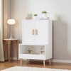 Kids Toy Storage Cabinet with Doors and Open Shelf, White Modern Wooden Organizer with Natural Wood Legs, Toddler Bookshelf - 3 of 4