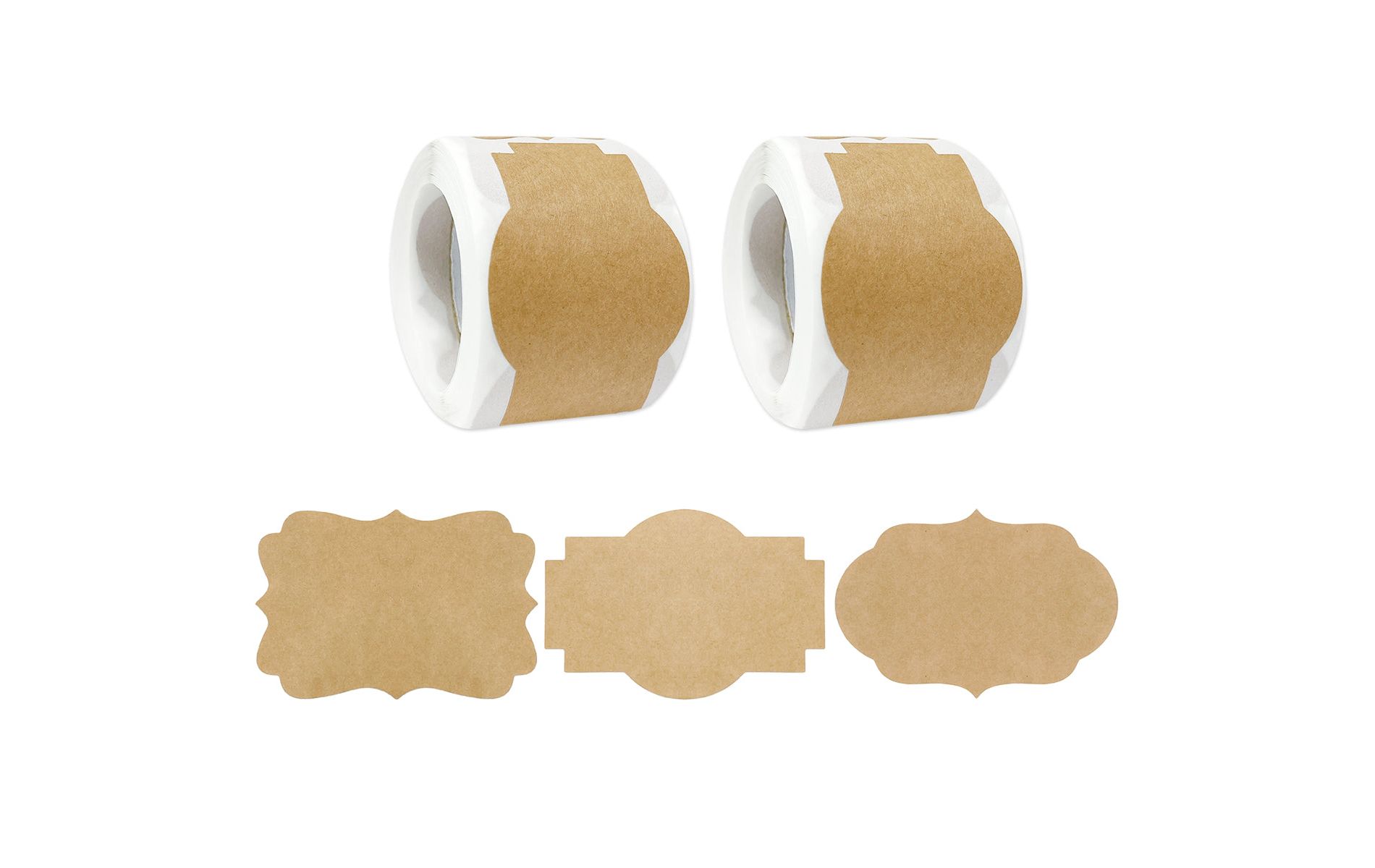 Wrapables Kraft Paper Sticker Labels for Lids, Mason Jars, Bottles, Homemade Products, Gift Wrapping, Parties, (300pcs) Fancy Frame