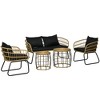 Outsunny 5 Piece PE Rattan Outdoor Furniture Set with Cushioned Chairs, Loveseat Sofa & Stackable Coffee Tables - 4 of 4