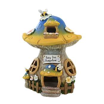 Roman 8.5 Inch Busy Bee Bungalow Toad Mushroom House Garden Figurines