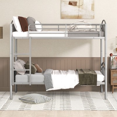 NicBex Twin over Twin Bunk Bed Convertible Metal Bed Frame with Full Length Guardrail and Ladder for Bedroom, Dorm, No Box Spring Required