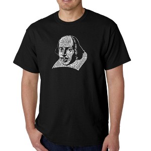 LA Pop Art Men's Word Art T-shirt - THE TITLES OF ALL OF WILLIAM SHAKESPEARE'S COMEDIES & TRAGEDIES - 1 of 4