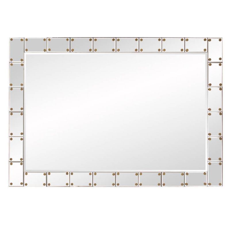 Howard Elliott Remington Glass/Wood Studded Wall Mirror, 5 of 7