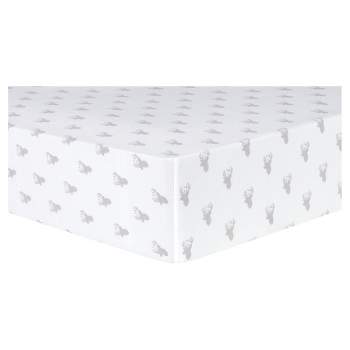 Trend Lab Deluxe Flannel Fitted Crib Sheet - Gray Stag Silhouettes