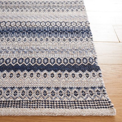 Gray and Black Handwoven Wool Cotton 6' x 9' Area Rug