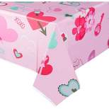 Juvale 3 Pack Pink Heart Plastic Disposable Tablecloth for Valentine’s Day Décor Party Supplies, 54 x 108 in