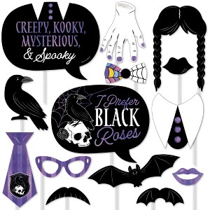 Big Dot of Happiness Goth Girl Photo Booth Props Kit, Black and Purple Halloween or Gothic Birthday Party Supplies - 20 Count Selfie Prop Sticks - 1 of 4