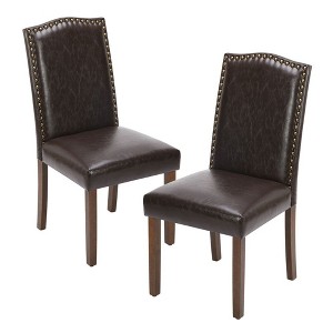TUYOHW Modern Dining Chairs Set of 2,Linen Upholstered Kitchen Chairs with Nailhead Trim & Rubberwood Legs for Dining Room,Kitchen,Living Room - 1 of 4