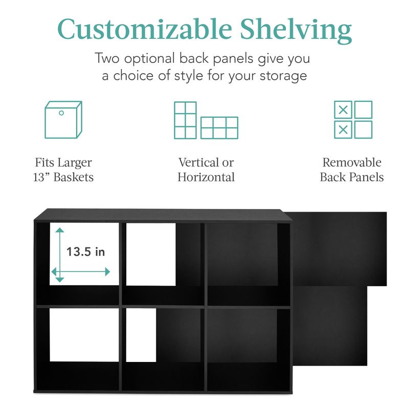 Best Choice Products 6-Cube Bookshelf, 13.5in Display Storage System, Organizer w/ Removable Back Panels, 3 of 10