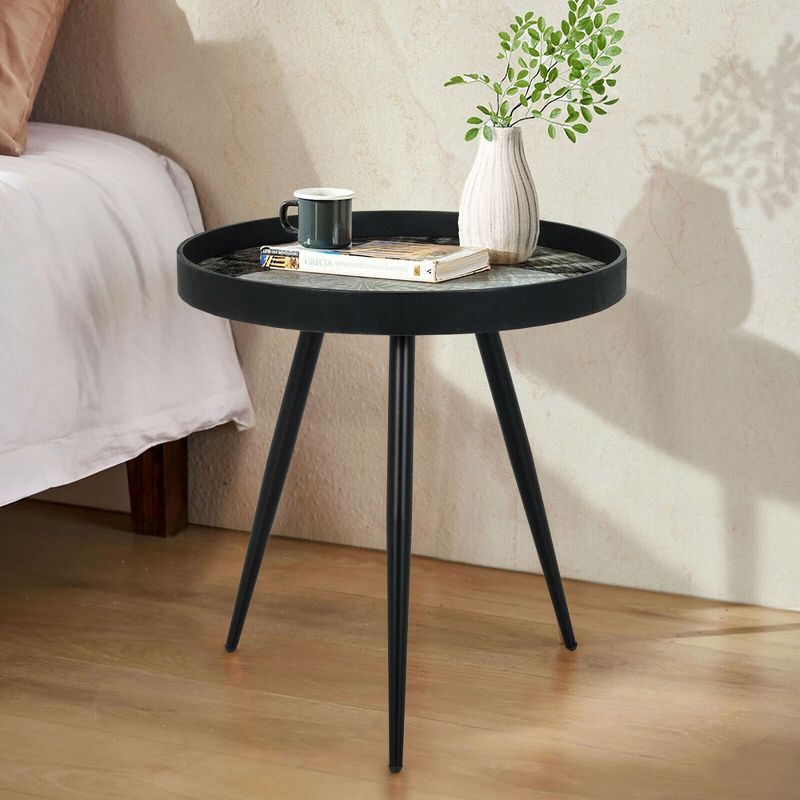 Costway Round Coffee Table Modern End Table Versatile Side Table w/ Wooden Tray Top, 2 of 14